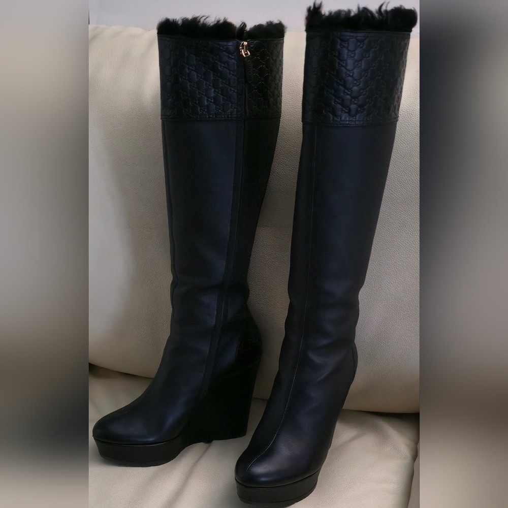 Gucci Knee-high Boots GG iconic Logo - Picture 5 of 15